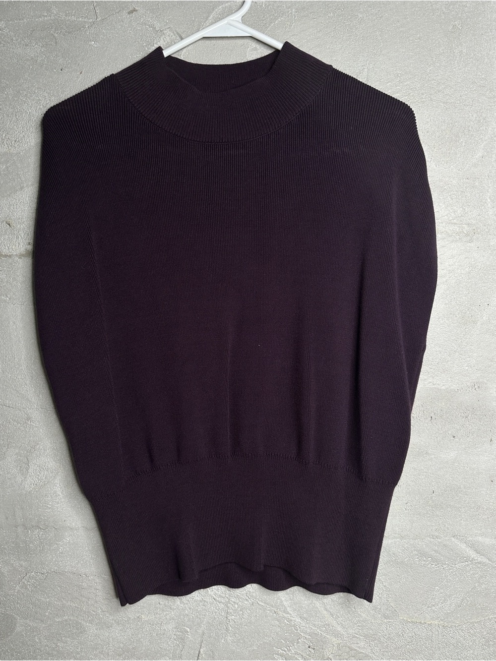 EVEREVE Ribbed Mock Neck Sweater Size M Deep Plum